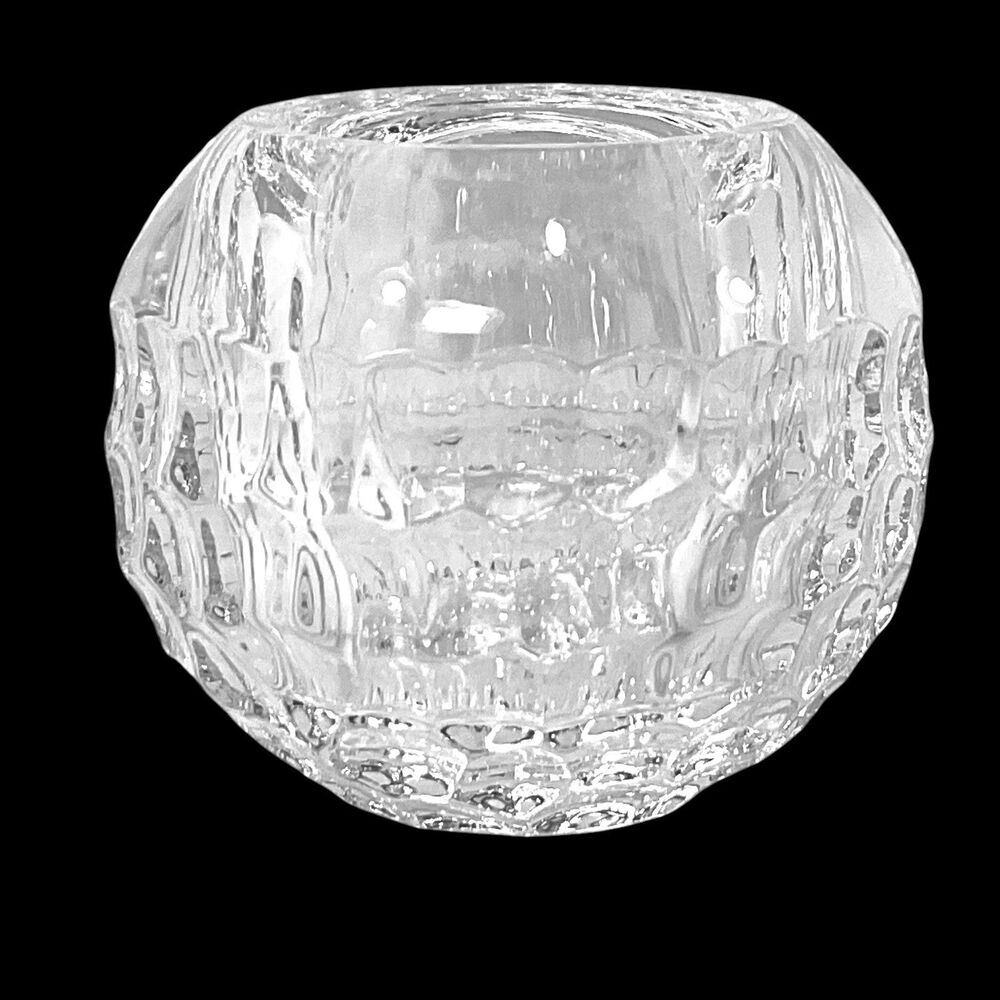 Mikasa Crystal Globe Votive Candle Holder Tea Light Clear 3”T Divots Thumbprints